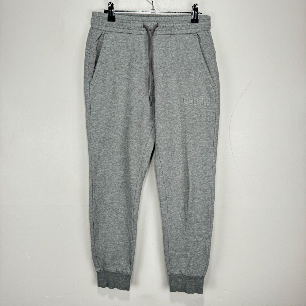 Puma Joggers Sweatpants Men‎ Small Heather Gray Cotton Stretch Tapered Gym Knit